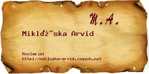 Miklóska Arvid névjegykártya